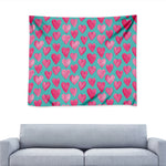 Pink And Teal Watercolor Heart Print Tapestry
