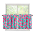 Pink And Teal Watercolor Heart Print Tier Curtains