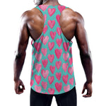 Pink And Teal Watercolor Heart Print Training Tank Top