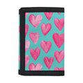 Pink And Teal Watercolor Heart Print Trifold Wallet