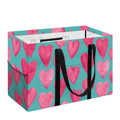 Pink And Teal Watercolor Heart Print Utility Tote Bag