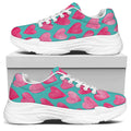Pink And Teal Watercolor Heart Print White Chunky Shoes