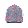 Pink And Teal Watercolor Heart Print White Mesh Trucker Hat