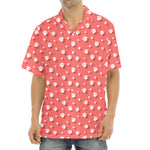 Pink And White Animal Paw Pattern Print Aloha Shirt