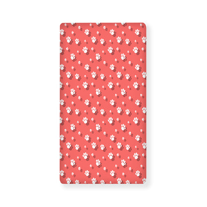 Pink And White Animal Paw Pattern Print Baby Crib Sheet