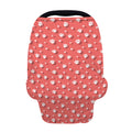 Pink And White Animal Paw Pattern Print Baby Seat Cover