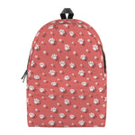 Pink And White Animal Paw Pattern Print Backpack