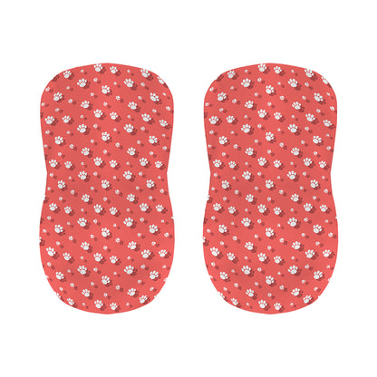 Pink And White Animal Paw Pattern Print Bar Stool Covers