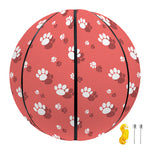 Pink And White Animal Paw Pattern Print Basketball
