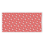 Pink And White Animal Paw Pattern Print Beach Towel