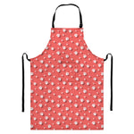 Pink And White Animal Paw Pattern Print Bib Apron With Pocket
