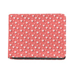 Pink And White Animal Paw Pattern Print Bifold Wallet