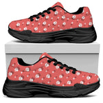 Pink And White Animal Paw Pattern Print Black Chunky Shoes