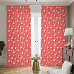 Pink And White Animal Paw Pattern Print Blackout Pencil Pleat Curtains