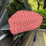 Pink And White Animal Paw Pattern Print Car Side Mirror Covers