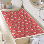 Pink And White Animal Paw Pattern Print Changing Pad Cover