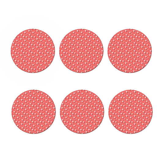 Pink And White Animal Paw Pattern Print Coaster Set