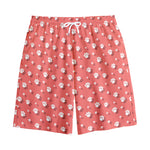 Pink And White Animal Paw Pattern Print Cotton Shorts