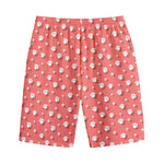 Pink And White Animal Paw Pattern Print Cotton Shorts