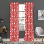 Pink And White Animal Paw Pattern Print Curtain