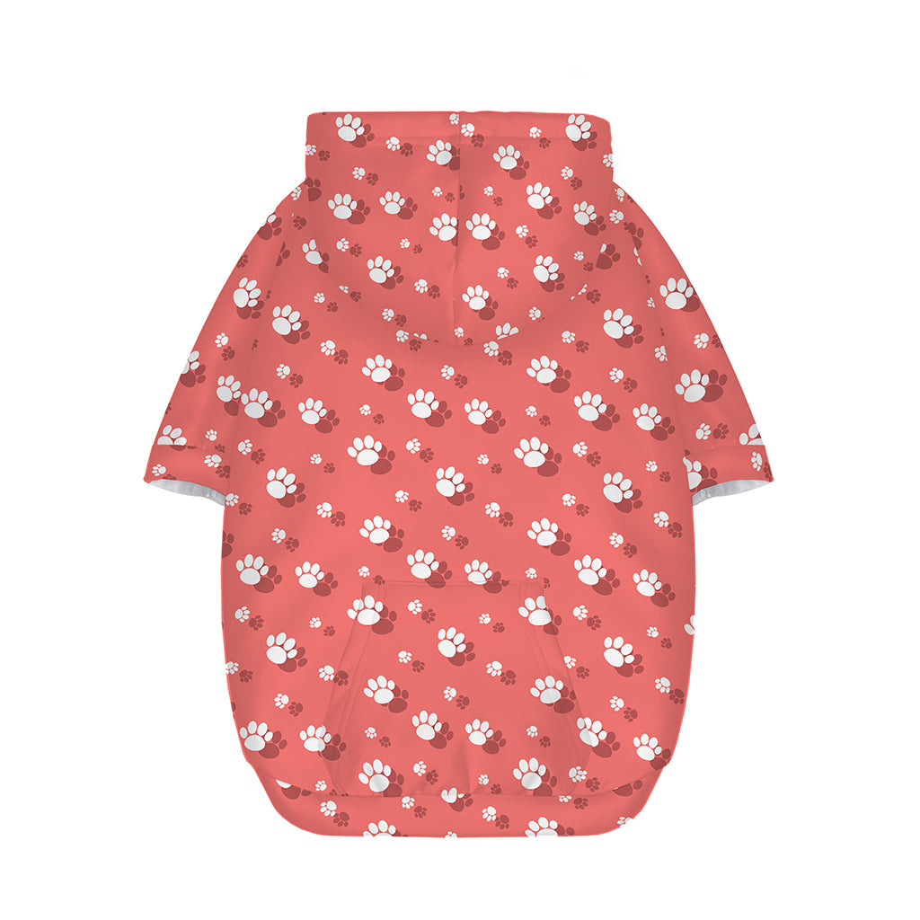 Pink And White Animal Paw Pattern Print Dog Zip Up Hoodie