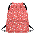 Pink And White Animal Paw Pattern Print Drawstring Backpack