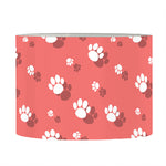 Pink And White Animal Paw Pattern Print Drum Lamp Shade