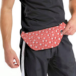 Pink And White Animal Paw Pattern Print Fanny Pack