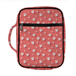 Pink And White Animal Paw Pattern Print Front Pocket Bible Bag