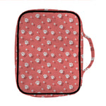 Pink And White Animal Paw Pattern Print Front Pocket Bible Bag