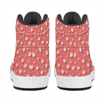 Pink And White Animal Paw Pattern Print High Top Leather Sneakers
