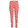 Pink And White Animal Paw Pattern Print High-Waisted Pocket Leggings