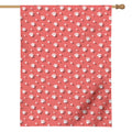 Pink And White Animal Paw Pattern Print House Flag