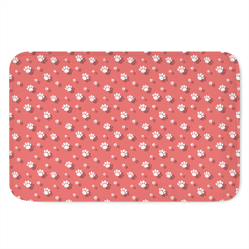 Pink And White Animal Paw Pattern Print Indoor Door Mat