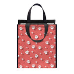 Pink And White Animal Paw Pattern Print Insulated Lunch Tote