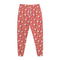 Pink And White Animal Paw Pattern Print Jogger Pants