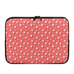 Pink And White Animal Paw Pattern Print Laptop Sleeve