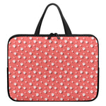 Pink And White Animal Paw Pattern Print Laptop Sleeve With Handle