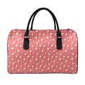 Pink And White Animal Paw Pattern Print Leather Duffel Bag