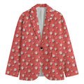 Pink And White Animal Paw Pattern Print Men's Cotton Blazer