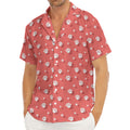Pink And White Animal Paw Pattern Print Men's Deep V-Neck Shirt