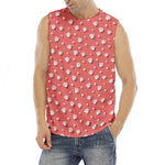 Pink And White Animal Paw Pattern Print Men's Fitness Tank Top
