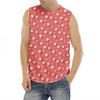 Pink And White Animal Paw Pattern Print Men's Fitness Tank Top