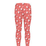 Pink And White Animal Paw Pattern Print Men's leggings
