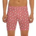 Pink And White Animal Paw Pattern Print Men's Long Boxer Briefs