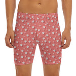 Pink And White Animal Paw Pattern Print Men's Long Boxer Briefs