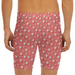 Pink And White Animal Paw Pattern Print Men's Long Boxer Briefs