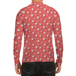 Pink And White Animal Paw Pattern Print Men's Long Sleeve Rash Guard