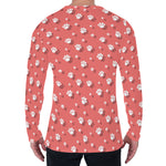 Pink And White Animal Paw Pattern Print Men's Long Sleeve T-Shirt