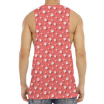 Pink And White Animal Paw Pattern Print Men's Muscle Tank Top